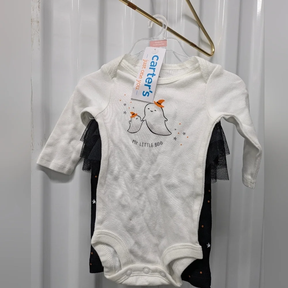 Carter's White and Black Ghost Bodysuit Set